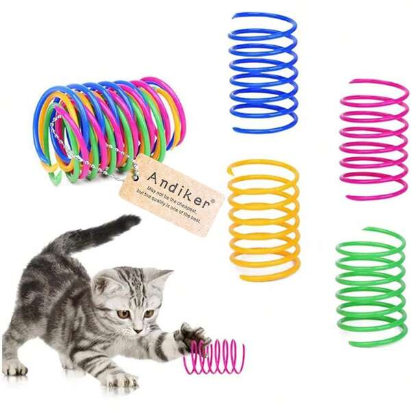 AGYM Colorful Plastic Spring Cat Toys, 20 Pack Spiral Springs For Indoor Cats To Swat, Bite, Hunt, Interactive Toys For Cats And Kittens