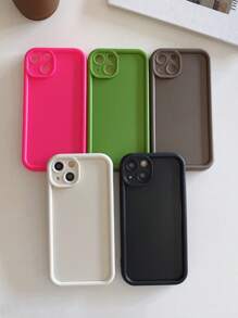 5 件多巴胺彩色手机壳,简约纯色手机壳,加厚镜头保护防摔手机壳,适用于 11/13/14/15、 16/16 Pro/16 Plus/16 Pro Max,黑色/白色/棕色/绿色/粉色 - 彩色 - 查看 5