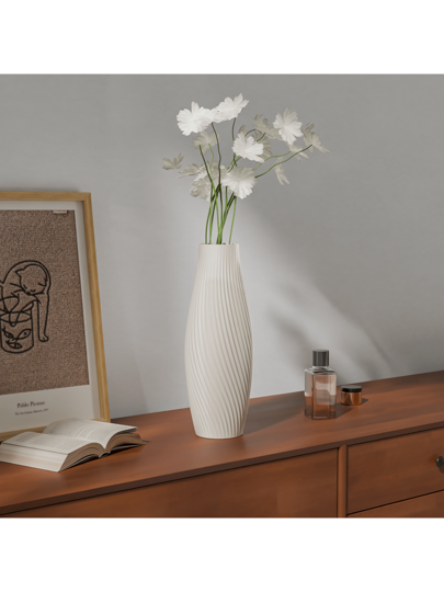 1pc Moderne Wit Herringbone Vase, Monobloc Material, Bedroom, Office, Living Room, Cabinet ation, Great Holidays Presents Birthday Graduation Home Room Flower Vase Glass view 2