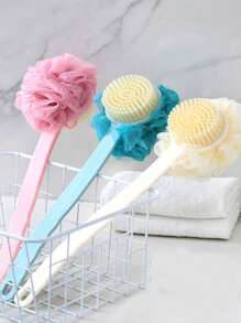 Cepillo corporal de lujo suave de esponja marina y cerdas de cerdo jabalí - Cepillo de baño curvo de mango largo que exfolia suavemente, unisex - Accesorios de spa de baño, para Body, rostro y cuidado de la piel