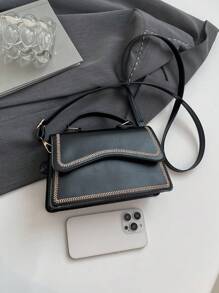 Simple Versatile Solid Color PU Leather Flap Shoulder Bag, Fashionable Outdoor Vacation Travel Crossbody Bag, Simple Daily Commuting Office Small Square Handbags, Elegant Lightweight Shopping Mobile Phone Coin Purse, Women Top Handle Bags - Multicolor - View 6