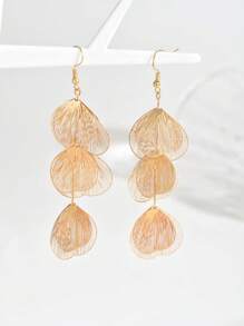 1 Pair Vintage French Style Hollow Fish Tail Dangle Earrings, Suitable For Women Daily, Party, Shopping Outfit