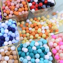 40 peças/Conjunto Contas de Silicone Macias para Fabricação de Chaveiros, Conjunto de 8 Cores, Contas de Silicone de 12mm a Granel, Contas Redondas de Silicone, Contas Distanciadoras Soltas para Chaveiros, Joias, Acessórios de DIY e Artesanato