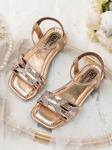 2025新款凉鞋，金钻凉鞋，沙滩凉鞋，蝴蝶亮片凉鞋，波西米亚风凉鞋，时尚凉鞋，珍珠蝴蝶凉鞋 - 金色 - 查看 1