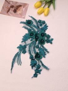 Handgefertigte 3D bestickte Perlenblumen Dekorative Applikationen, DIY Kleidungszubehör, Brautkleid Verzierungen, Größe: 30cm x 20cm