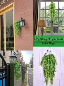 1 pièce Lierre artificiel, plante de fougère murale factice, vignes suspendues artificielles, convient pour la décoration de la maison, de la chambre, du jardin, du pot de fleurs, comme cadeau, de la véranda, de l'automne - Vert - Voir 5