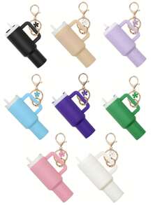 Juego de 1/2/3/5/8 piezas de llavero con mini vaso, lindos encantos con vaso para mujer para bolso, mochila, botella de agua mini - Estilo callejero, multicolor, accesorios del llavero, encantos para bolsos, vasos, 5/3/2/1 llaveros, accesorios para bolsos, encantos para bolsos de mano, caja de almacenamiento de lápiz labial, accesorios para bolsos, llavero de mini vaso, llavero de mini vaso para llavero o bálsamo labial, llavero lindo de vaso