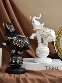 可爱的树脂大象玩球装饰，适合现代家居、橱柜、乔迁礼物、父亲、老师 - 彩色 - 查看 3