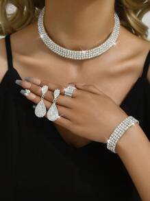 5 Stücke eleganter Kristall-Brautschmuck Set für Damen
