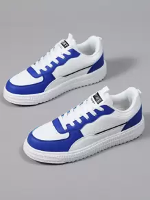 Lace-Up Casual Fashion Sneakers, , Sizes 36-45, High Style Low-Top Laidback Vulcanized Rubber Sole, Non-Slip Wear-Resistant Student Skateboard Shoes - Blue - View 3