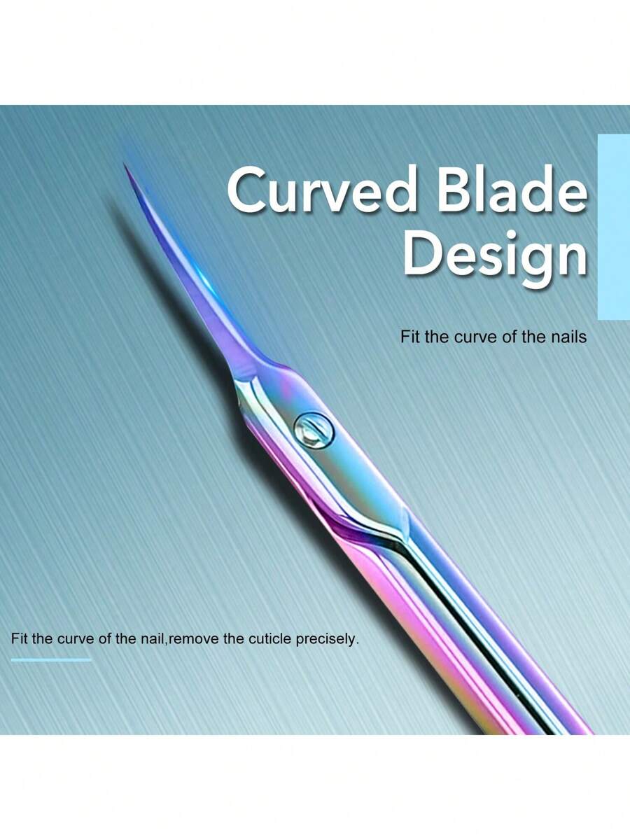 Professional Beauty Scissors, Suitable For Eyebrows, Eyelashes, Dry Skin, Titanium Color Cuticle Scissors, Curved Blades, Multifunctional Stainless Steel Small Scissors - Multicolor - View 1