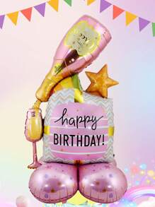 1pc Oversized Standing Bottom Gift Box Balloon With Bow And Star Design, Black & Gold Birthday Box Balloon For Birthday Party Decor - Multicolor - View 11