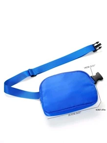 尼龙运动腰包/斜挎包，可装手机，适合跑步、徒步、骑行、健身等运动，时尚休闲简约设计，男女通用，适合学生使用。 - 藍色 - 查看 3