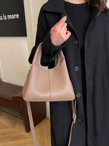 女士优雅水桶手提包，时尚简约，适合工作，斜挎包，黑色