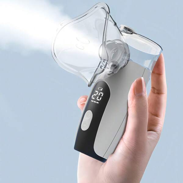 Nébuliseur, nébuliseur portable, machine à nébuliseur, pour problèmes respiratoires, masques de nébuliseur et débit de nébulisation réglable, nébuliseur à maille avec cordon d'alimentation USB, hydratation du visage