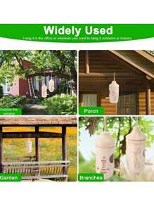 3 件木制蜂鸟屋悬挂迷你装饰蜂鸟屋户外花园庭院木制悬挂装饰品工艺品，户外悬挂喂鸟器用于花园装饰和野生动物景点 - 彩色 - 查看 6