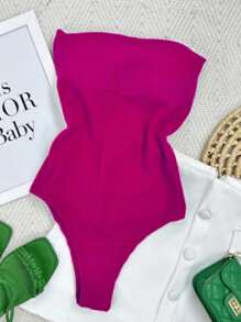 STRAP-DOWN BODYSUIT WITH SEXY PADDING - Rosa Fucsia - Ver 1