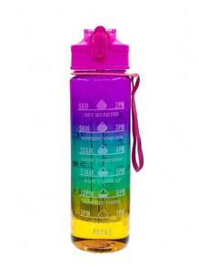 1 Pc Ombre Color Transparent Water Bottle With Straw Portable Sports Cup