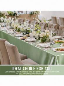 1pc Luxury Satin Tablecloth, 102x57 Inch Rectangular Polyester Table Top Cover, Solid Color, Woven, Suitable For Christmas, Party, Banquet And Wedding