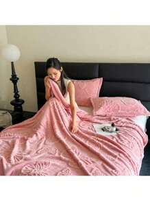 230*200cm 1200g king size 1 pieza Mantas calientitas de muselina borrega con puntada dormir Frazada con patrón geométrico suave y confortable de colores  decorativa viaja ,Manta  de forro caliente  peluche,Frazadas para cama calientes navidad  Multicolor Manta liso cálido para casa cobijas frazada fresca la ropa de cama deding cobertor king size  microfibra cobertores cobijas individual decoracion hogar gris oscuro laila  Ligero confort blanket Matrimonial colcha cubrecama super suave cobija micromink divertidas  mantas algodon mantas de tela ligera manta de viaje decorativa rosa verde morado King size ligera sala tejida personalizada blanca - Rosa - Ver 4