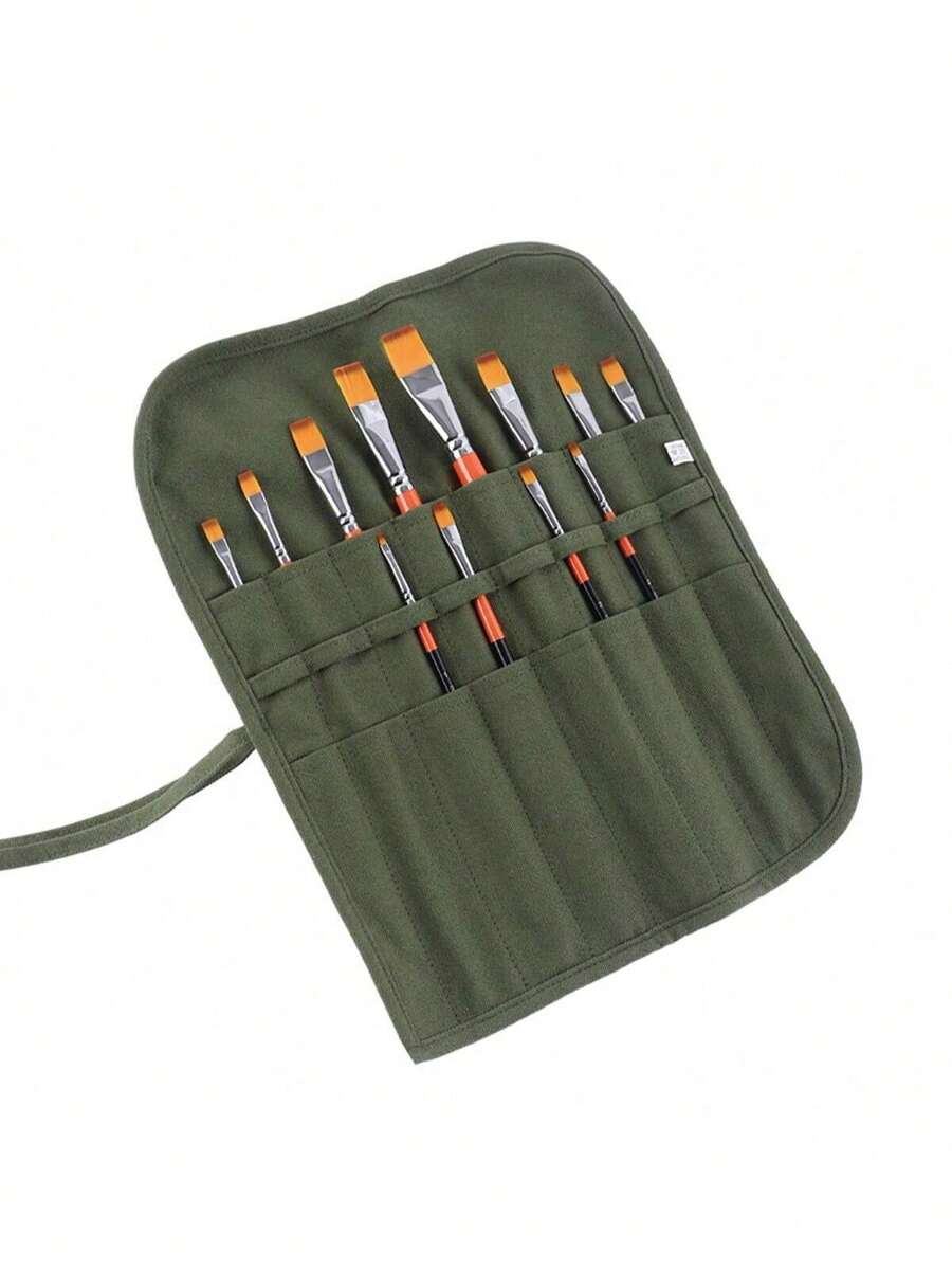 1 pezzo Organizer in tela per pennelli da pittura, 22 scomparti per pennelli ad acquarello e gouache, organizer per pennelli da calligrafia, astuccio arrotolabile per matite
