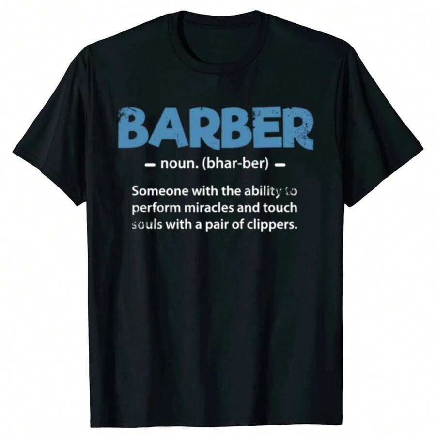 Best Barber Definition Ever Funny Gift Barbershop Present T-Shirt Tees Hip Hop Comics Cotton Male Top T-Shirts Fashionable - Black - View 1
