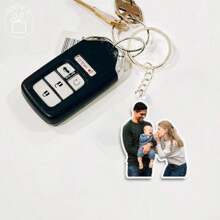 1pc Customized Couple Photo Keychain, Personalized Acrylic Photo Keychain, Unique Customized Couple Photo Gift, Anniversary Gift, Ideal Customized Gift