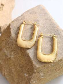 One Pair Of Sophisticated Women's High-End Metallic Earrings - Stainless Steel Jewelry With Unique Luxury Design - Perfect For Fashion-Forward Individuals