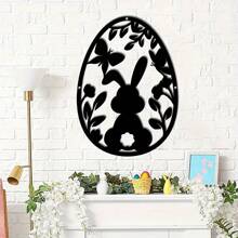 1pc Metallic Bunny Easter Egg Wall Decor, Reusable Holiday Home And Party Decoration, Ideal Gift For Friends, Bunny Accessory
