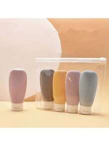 4 件防漏挤压瓶，适用于旅行洗漱用品 - 可再填充化妆品容器，适用于洗发水、护发素、乳液和沐浴露旅行必需品旅行收纳袋，适用于海滩夏季度假返校，随机包装