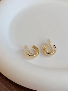 1 Cặp kẹp tai hình chữ C dành cho nữ, kẹp tai hình bán nguyệt bằng kim loại màu vàng thời trang dành cho tai không xỏ khuyên - Vàng - Xem 3