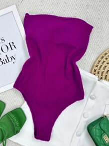 STRAP-DOWN BODYSUIT WITH SEXY PADDING - Rosa Roja - Ver 2