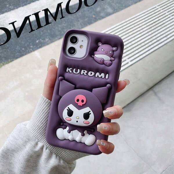 Sanrio Custodia in silicone 3D compatibile con Apple 16/15 con cartone animato Sanrio Kuromi/Kitty, custodia protettiva per telefono tridimensionale carina, regalo perfetto per amici o festività/per sport