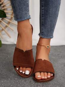Sandalias planas casuales para mujer, con punta redonda, antideslizantes, para usar en interiores, exteriores y playa
