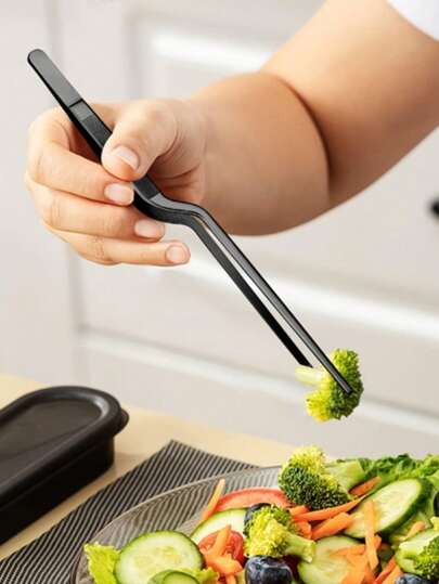 1-5 piezas Pinzas de cocina de precisión con punta angulada de acero inoxidable, pinzas de chef profesionales de acero inoxidable para asar, presentar y servir, utensilios de cocina