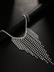 1pc Silver Rhinestone Tassel Anklet, Fashionable & Sexy Women Foot Chain - Silver - View 3