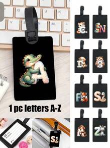 Animal Pattern Initials A-Z, First Letter Luggage Tag Pvc Luggage Tag, Fashionable Animal Design, First Letter Of Name, Carnival Cruise Luggage Tag Personalized Luggage Tag Cute Luggage Tag Id Card Address Card Boarding Pass Portable Luggage Tag Travel Enthusiasts Preferred Gift, Travel Luggage Tag,Baggage Tag,Suitcase Tag,Mother's Day, Best Gift For Travel Enthusiasts. - Black - View 1