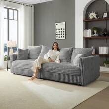 104.3" Plush Corduroy 4-Seat Sofa Modern Comfy Upholstered Sofa Cloud Couch Deep Seat Couches With Soft Pillows Convertible Deep Seat Sofa Lounge Chair For Living Room Bedroom Apartment Office