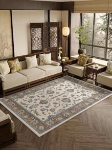 卧室地毯：不掉毛波西米亚风地毯，复古，可机洗，防滑硅胶背衬，适合家庭办公室和其他人流量大的区域，米色棕褐色，6.5'*9.8' - 棕色 - 查看 1