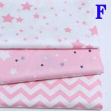 3 Pcs/Lot Cartoon Starry Sky Cloud Star Series Twill Fabric Five Pointed Star Crown Design Printed Cloth Geometric Stripe/Wave Pattern Design DIY Handmade Cloth Head Quilting Patchwork Cloth Group Pillow Cover Cloth Block Sewing Scrapbooking Cloth Tecidos Calico