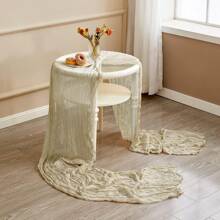 10pcs Rectangular Table Runner, 180*90cm, 300*90cm, 400*90cm, Cheese Cloth Table Runner, Boho Cheesecloth Table Cloth, Transparent Tablecloth, Suitable For Wedding Bride Baby Shower Birthday Or Holiday Party Cake Table Decor, Romantic Banquet Table Decor Chiffon Table Runner For Birthday, Wedding, Party, Holiday Celebration And Baby Shower