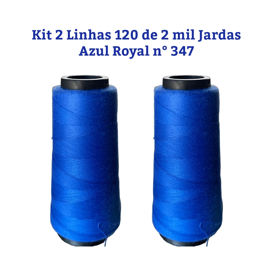 Kit 2 Sewing Threads 120 Straight 2,000 Yards, White, Black And Colored - 寶藍色 - View 1