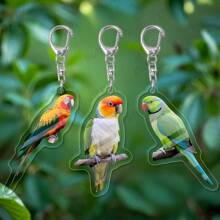 1pc Transparent Acrylic Parrot Shaped Keychain, Suitable As Holiday Decoration (St. Patrick's Day, Easter, Etc.), Gift For Parrot Lovers, Decoration For Home, Car, Etc. - Multicolor - View 6