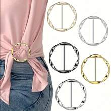 5 pièces Ensemble de clips d'anneau pour t-shirt en métal - Accessoires de mode pour chemises, foulards et chapeaux, boucles rondes invisibles pour attache, pour la décoration de vêtements
