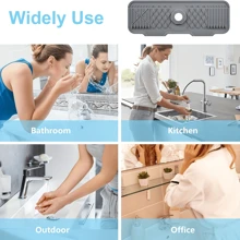 1pc Kitchen Silicone Sink Faucet Splash Guard, Faucet Absorbent Sink Protectors Mat, 5° Slope And Spouts Design For Easier Draining, Sink Accessories For Kitchen, Bathroom, Sink Sponge Holder,Non-Slip Silicone Faucet Splash Pad, Easy-To-Clean Foldable Edge, Water Flow Diversion Design, Suitable For Kitchen Sink/Bathroom/RV Use - Multicolor - View 7