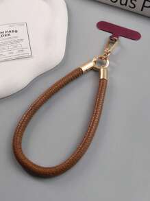 1pc Short Leather Lanyard Strap, Luxurious Embossed Leather Wristlet Keychain Holder, High-End Minimalist Leather Cord, Anti-Lost Lanyard, Name Card Holder Accessory - Multicolor - View 11