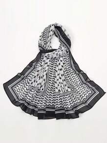 Fashionable Long Stripe Printed Polyester Ladies Scarf, Lightweight Fabric, Head Wrap Style Headband Soft Hijab For Abaya Women Veil - Multicolor - View 19