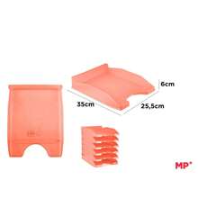 6pcs File Holder Desk Organizer Set - Single Layer Horizontal File Tray, Stackable Multilayer File Desk Storage - Orange - View 1