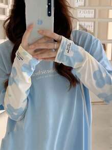 1pc Floral Print Arm Sleeve Covers, Women Sun Protection Arm Sleeves, Ice Silk Gloves For Driving, Sunshade - Multicolor - View 10