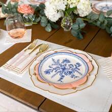 10Pcs/30Pcs-Pack Pink Paper Party Plates With Golden Foil Scalloped Edging For Birthday Wedding (9 Inches) - Pink - View 6